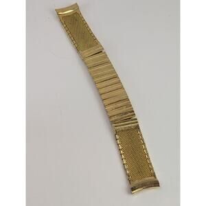 Vintage BMC Art Deco Gold-Tone Expansion Watch Band Bracelet Curved 17mm Lug